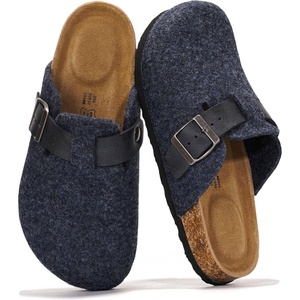 image:image100 Genuine Leather Slipon Footbed Clogs for Women  Fall Shoes for WomenNavy Wool
