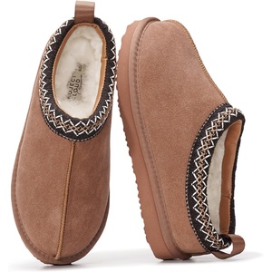 image:image100 Genuine Leather Womens Slippers FurLined Shearling Slippers for WomenCamel Mono Suede