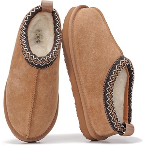 image:image100 Genuine Leather Womens Slippers FurLined Shearling Slippers for WomenChestnut