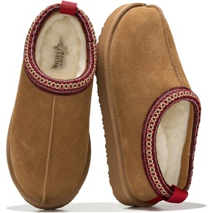 image:image100 Genuine Leather Womens Slippers FurLined Shearling Slippers for WomenRusset Suede
