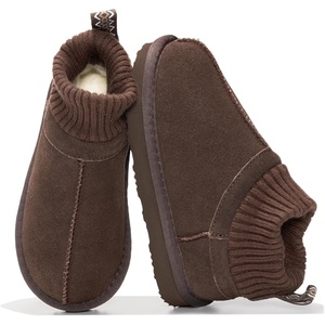 image:imageProject Cloud Kids 100 Genuine Leather Australian Shearling Lined SlippersDark Chocolate Suede  Dreamon