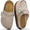 image:image100 Genuine Leather Girls Clogs  Non Slip MulesTaupe Suede
