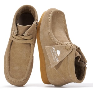image:image100 Genuine Leather Chukka Boots For Kids Kids Shoes With Gum Rubber SoleWheat Suede