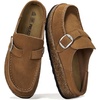 image:image100 Genuine Leather Moccasin Style Clogs for Women  Fall Shoes for WomenChestnut