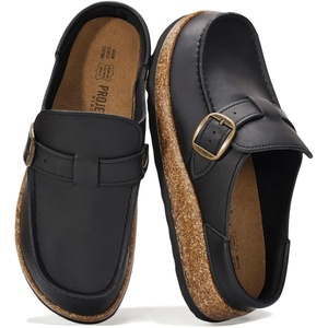 image:image100 Genuine Leather Moccasin Style Clogs for Women  Fall Shoes for WomenBlack Leather