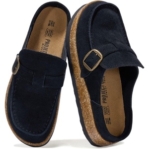 image:image100 Genuine Leather Moccasin Style Clogs for Women  Fall Shoes for WomenBlack Suede With Gold