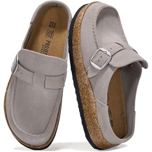 image:image100 Genuine Leather Moccasin Style Clogs for Women  Fall Shoes for WomenGrey Suede  Carline