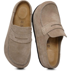 image:image100 Genuine Leather Moccasin Style Clogs for Women  Fall Shoes for WomenLight Beige