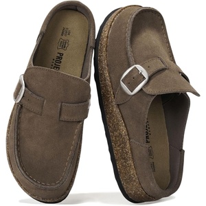 image:image100 Genuine Leather Moccasin Style Clogs for Women  Fall Shoes for WomenTaupe