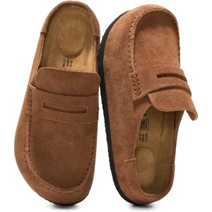 image:image100 Genuine Leather Moccasin Style Clogs for Women  Fall Shoes for WomenTobacco Suede