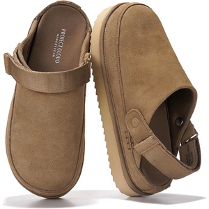 image:image100 Genuine Leather Platform Mule Clogs for Women  Fall Shoes for WomenKhaki Suede