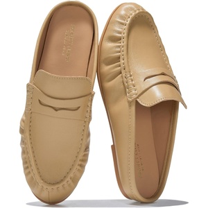 image:image100 Genuine Leather Penny Loafers for Women Mule FootwearApricot Leather
