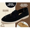image:image100 Genuine Leather Loafers for Women Slipon Moccasins Womens LoafersBlack Suede