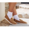 image:image100 Genuine Leather Loafers for Women Slipon Moccasins Womens LoafersChestnut Suede