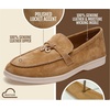 image:image100 Genuine Leather Loafers for Women Slipon Moccasins Womens LoafersChestnut Suede
