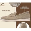 image:image100 Genuine Leather Loafers for Women Slipon Moccasins Womens LoafersDark Taupe Suede