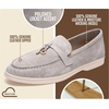 image:image100 Genuine Leather Loafers for Women Slipon Moccasins Womens LoafersGrey Suede