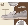 image:image100 Genuine Leather Loafers for Women Slipon Moccasins Womens LoafersGrey Suede