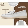 image:image100 Genuine Leather Loafers for Women Slipon Moccasins Womens LoafersLight Grey Suede