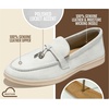 image:image100 Genuine Leather Loafers for Women Slipon Moccasins Womens LoafersLight Grey Suede
