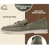 image:image100 Genuine Leather Loafers for Women Slipon Moccasins Womens LoafersOlive Suede