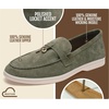 image:image100 Genuine Leather Loafers for Women Slipon Moccasins Womens LoafersOlive Suede