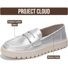 image:image100 Genuine Leather Slipon Loafers for Women Casual Moccasins Women ShoesSilver