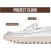 image:image100 Genuine Leather Slipon Loafers for Women Casual Moccasins Women ShoesSilver