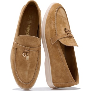 image:image100 Genuine Leather Loafers for Women Slipon Moccasins Womens LoafersChestnut Suede