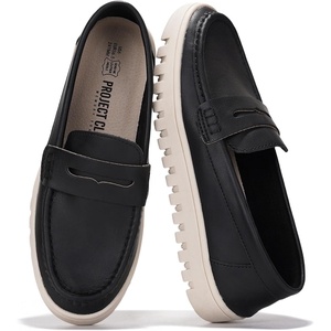 image:image100 Genuine Leather Slipon Loafers for Women Casual Moccasins Women ShoesBlack
