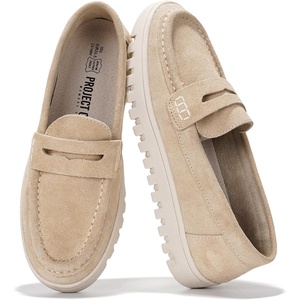 image:image100 Genuine Leather Slipon Loafers for Women Casual Moccasins Women ShoesNude