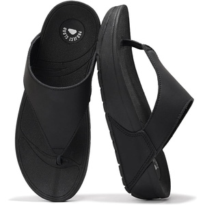 image:imageProject Cloud Genuine Leather Platform Sandals Women Non Slip Womens SlidesBlack