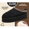 image:imageGenuine Leather Womens Slippers Warm Shearling Platform Slippers for WomenBlack Combo Suede