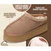 image:imageGenuine Leather Womens Slippers Warm Shearling Platform Slippers for WomenChestnut
