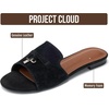 image:imageProject Cloud 100 Genuine Leather Dressy Flat Womens Sandals CannesBlack