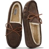 image:imageProject Cloud 100 Genuine Leather Moccasin Slippers for Women LoafersDark Chocolate Suede
