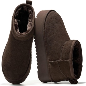 image:image100 Genuine Leather Ankle Boots for Women Waterproof Platform Womens BootsEspresso Suede