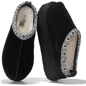 image:imageGenuine Leather Womens Slippers Warm Shearling Platform Slippers for WomenBlack