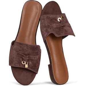 image:imageProject Cloud 100 Genuine Leather Dressy Flat Womens Sandals CannesEspresso