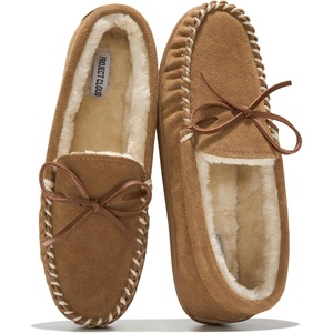 image:imageProject Cloud 100 Genuine Leather Moccasin Slippers for Women LoafersChestnut Suede