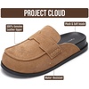 image:image100 Genuine Leather Slip On Womens Clogs  Fall Mules for Women 2026Almond Suede