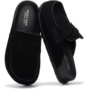 image:image100 Genuine Leather Slip On Womens Clogs  Fall Mules for Women 2026Black Suede
