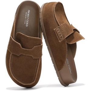 image:image100 Genuine Leather Slip On Womens Clogs  Fall Mules for Women 2026Chocolate Suede
