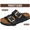 image:image100 Genuine Leather Cork Footbed Sandals Women Slides Sandals for WomenBlack Distressed