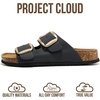 image:image100 Genuine Leather Cork Footbed Sandals Women Slides Sandals for WomenBlack Matte