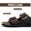 image:image100 Genuine Leather Cork Footbed Sandals Women Slides Sandals for WomenBlack Matte Iridescent