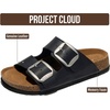 image:image100 Genuine Leather Cork Footbed Sandals Women Slides Sandals for WomenBlack Oiled Leather