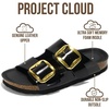 image:image100 Genuine Leather Cork Footbed Sandals Women Slides Sandals for WomenBlack Patent
