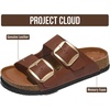 image:image100 Genuine Leather Cork Footbed Sandals Women Slides Sandals for WomenBrown