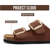 image:image100 Genuine Leather Cork Footbed Sandals Women Slides Sandals for WomenBrown